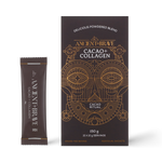 Ancient + Brave Cacao + Collagen Sachets box with 15 x 10 g single-serve sachets