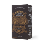 Ancient + Brave Cacao + Collagen Sachets box shown at an angle
