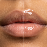 Before and after comparison of lips with Herbar The Lip Butter Black Sesame, showing softer, hydrated lips