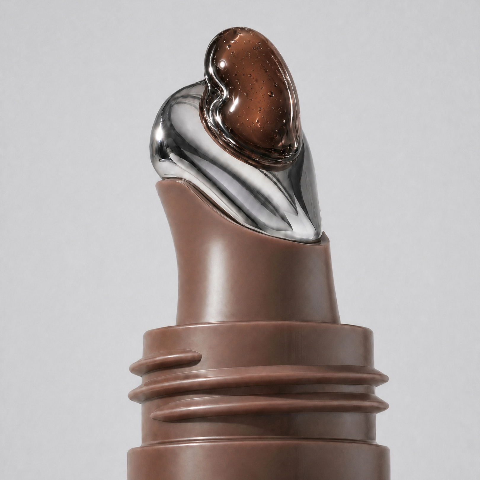 Brown buttery texture of Herbar The Lip Butter Mooncake swirling from the applicator tip