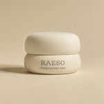 RAESO Cocoon Ceramide Cream mini jar on a soft beige background