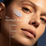 Model applying RAESO Lunar Veil Chrono-Active Sleep Mask as an overnight reset for smoother, clearer skin