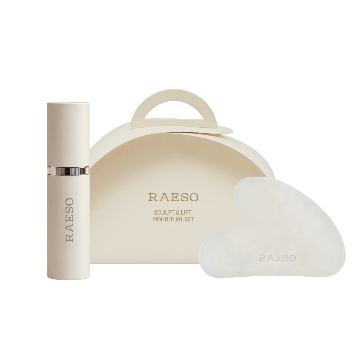 RAESO Sculpt & Lift Mini Ritual Set with gift box, Golden Nectar Cleanser 10 ml and white gua sha